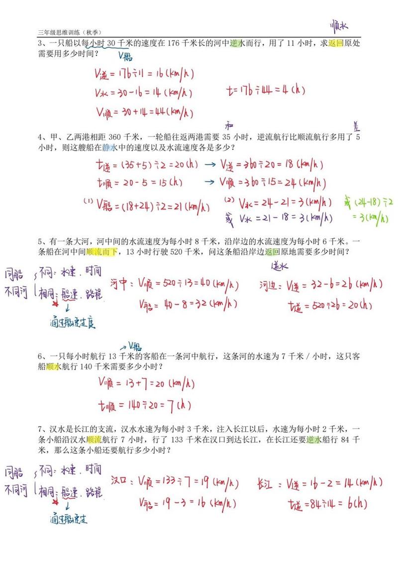 探讨河流航行中船只静水速度与水流速度的相互关系及实际应用